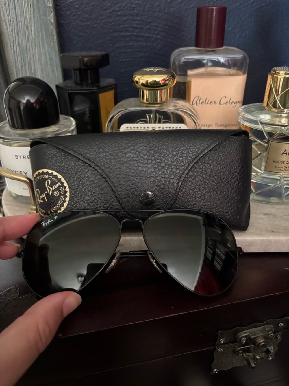 Ray-Ban Men's Black Aviator Polarized Sunglasses